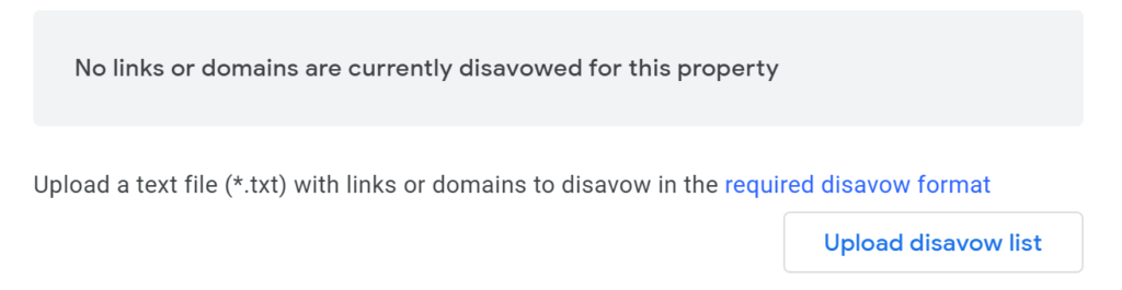 disavowing list upload on google search console